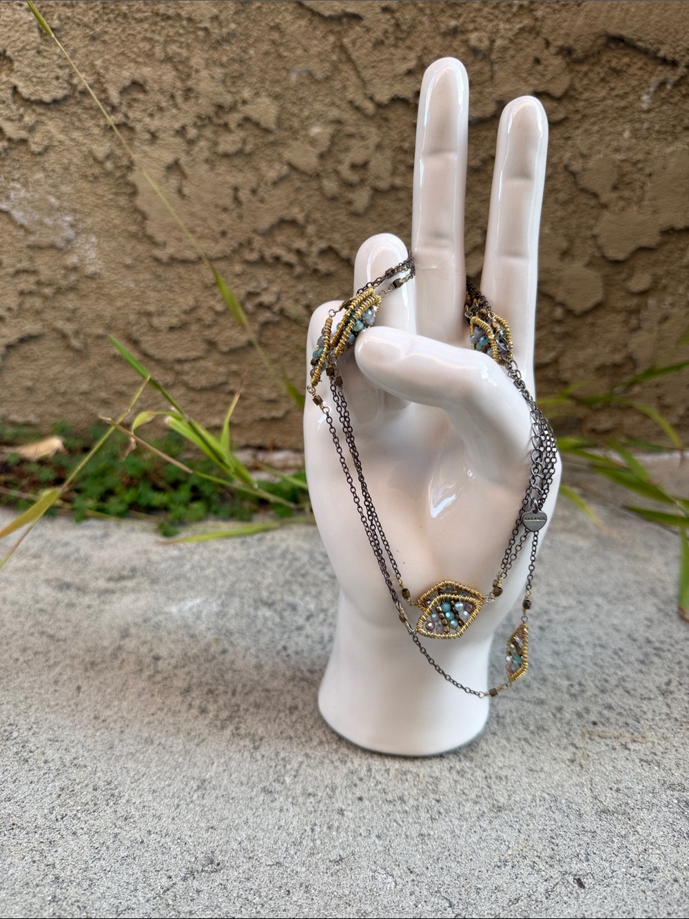 Delicate Gold & Turquoise Beaded Multi-Strand Necklace
